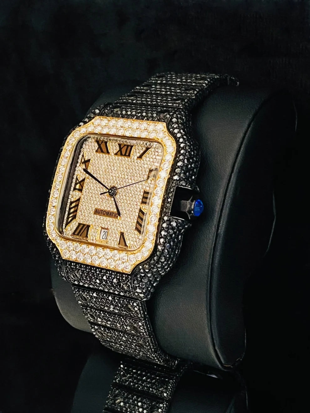 41MM Stainless Steel Fully Two Tone Moissanite Diamond Watch