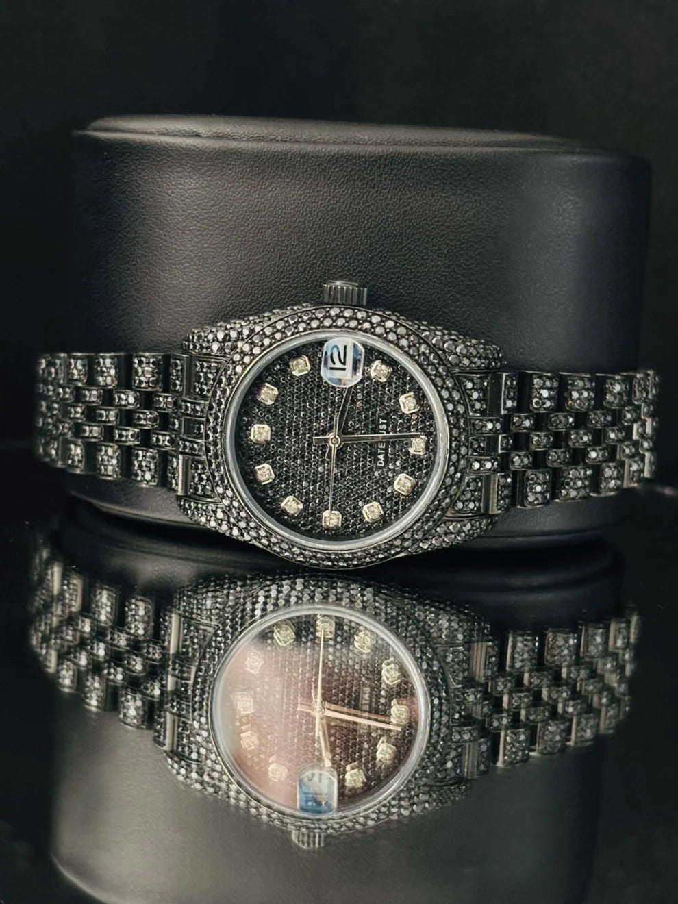 Black Diamond Fully Studded Moissanite Automatic Watch