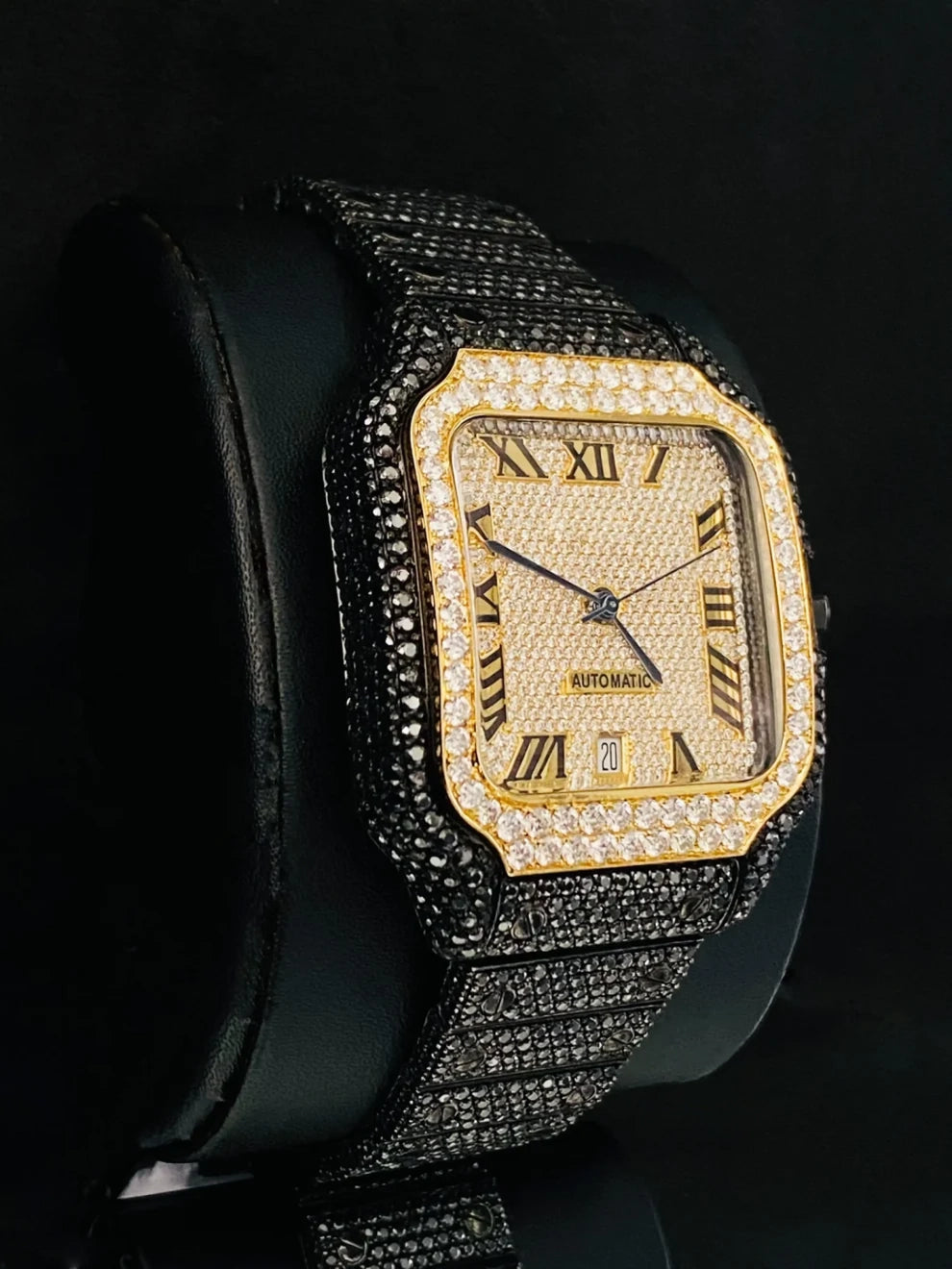 41MM Stainless Steel Fully Two Tone Moissanite Diamond Watch
