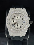 Men's Black Silicon Strap Chronograph Moissanite Watch