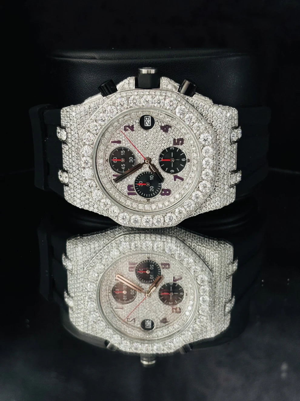 Studded Multi Chronograph Dial Moissanite Diamond Watch