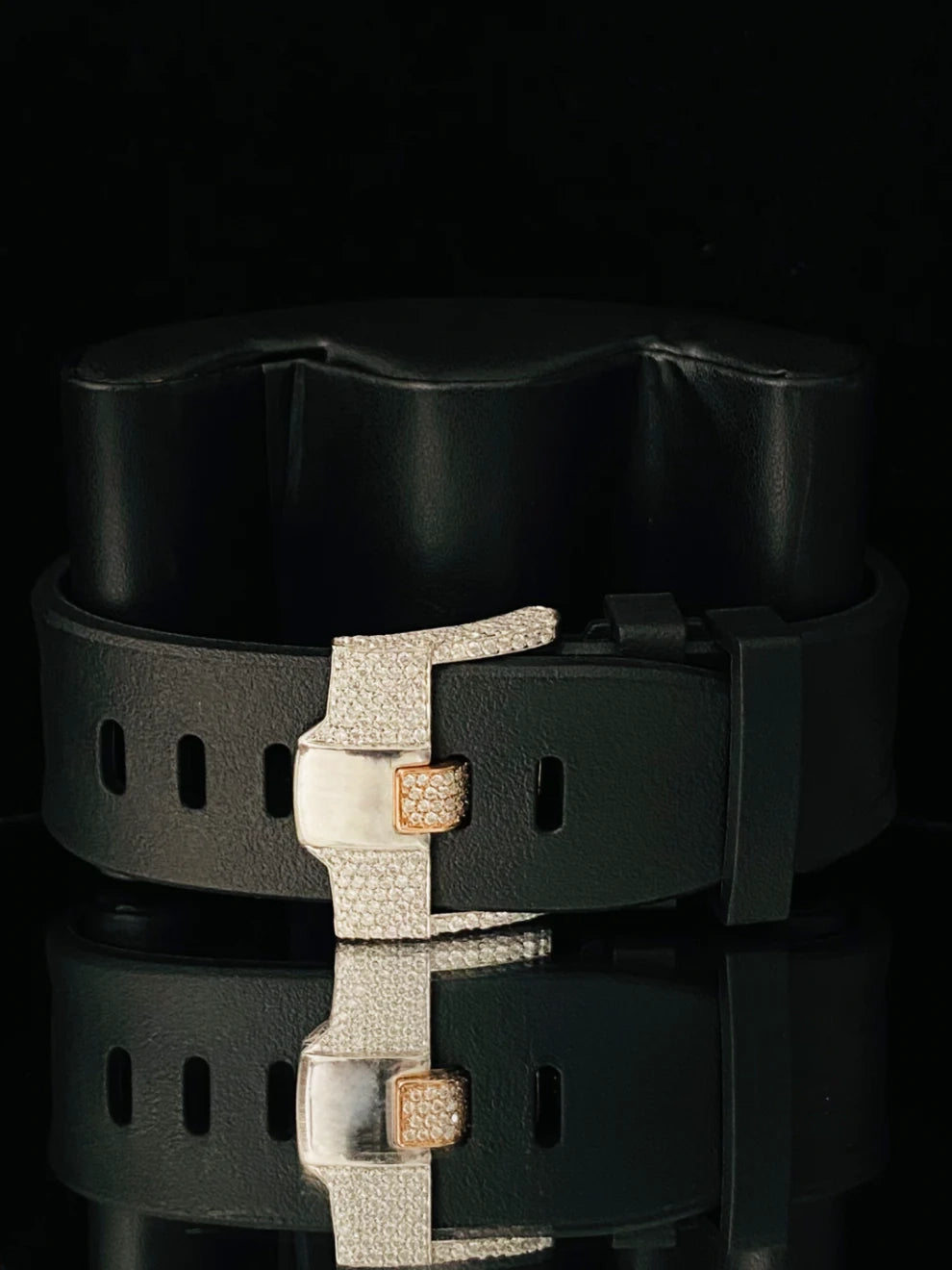 Black Silicon Strap Iced Hip Hop Moissanite Bling Watch