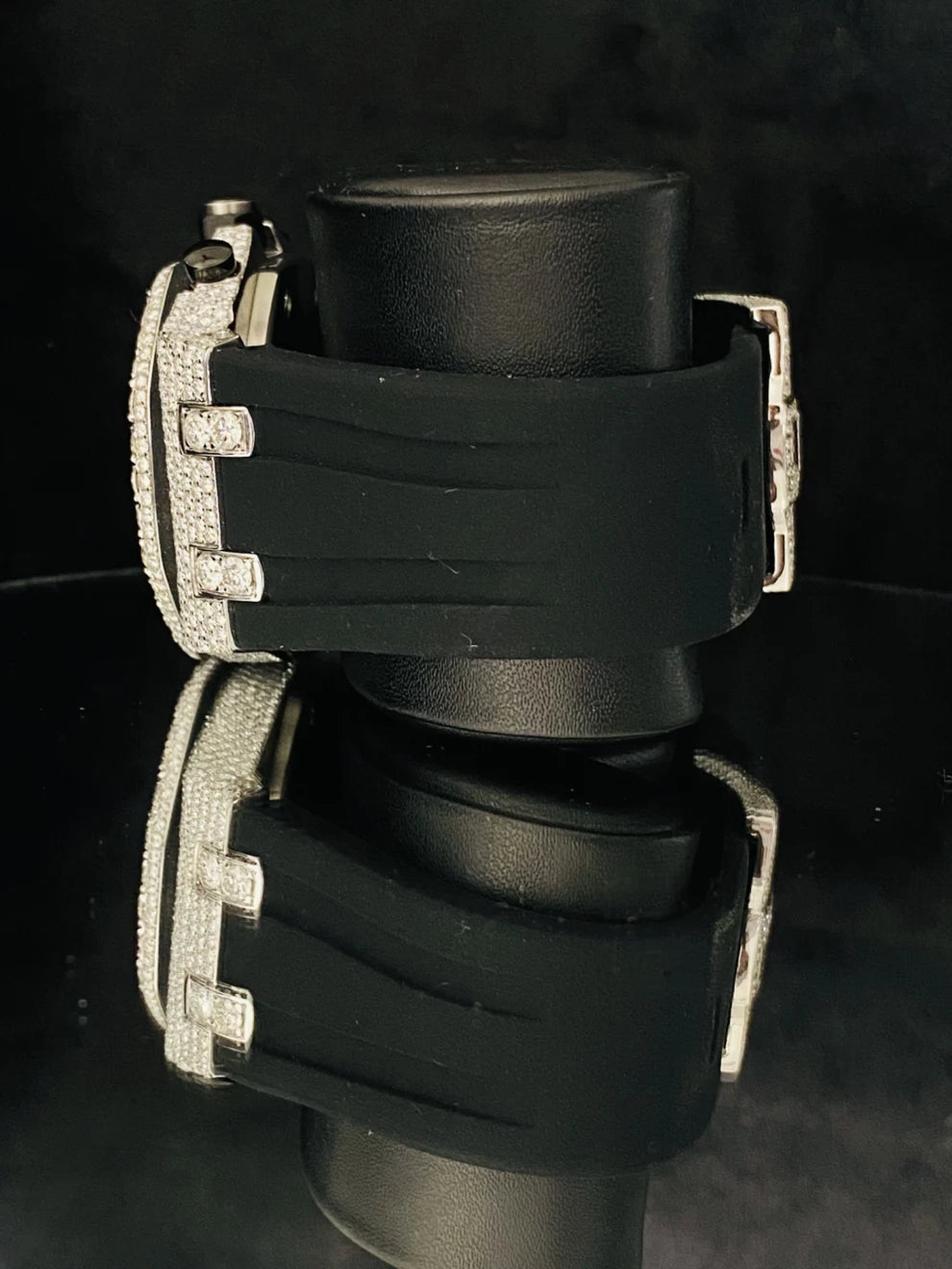 Black Rubber Strap Multi Chronograph VVS Moissanite Watch