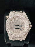 Fully Bezel Dial Black Silicon Belt Moissanite Watch