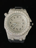 Big Round Bezel Fully White Face Dial Iced Out Moissanite Watch
