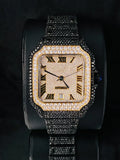 41MM Stainless Steel Fully Two Tone Moissanite Diamond Watch