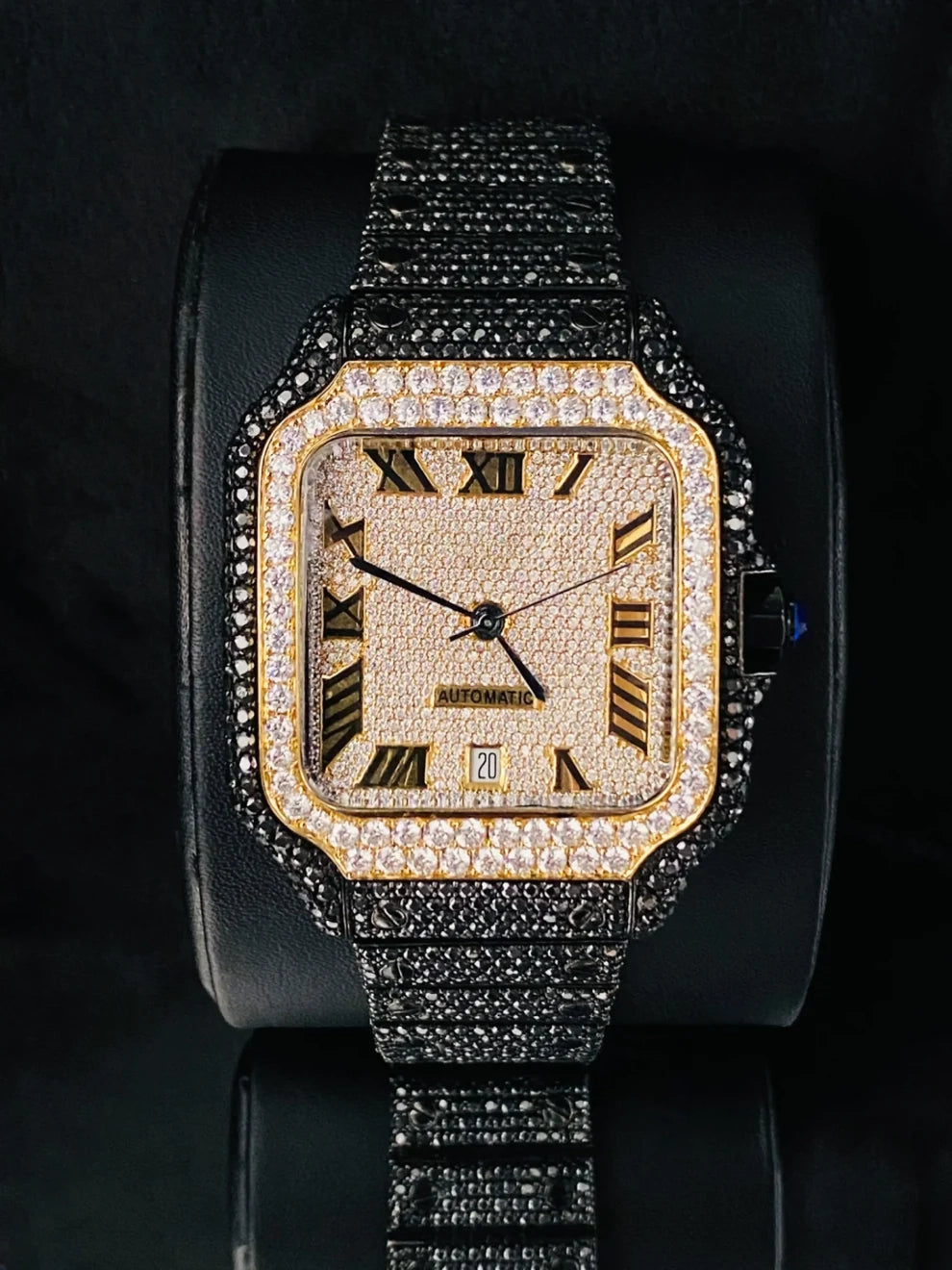 41MM Stainless Steel Fully Two Tone Moissanite Diamond Watch