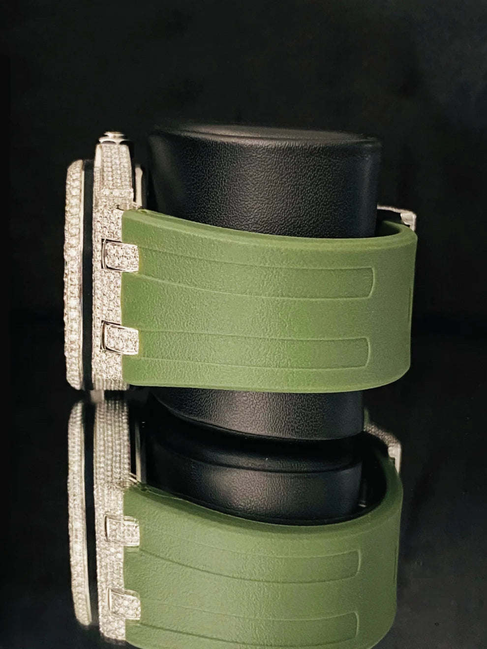 Iced Out VVS Moissanite Watch With Green Silicon Straps