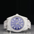 Men's Blue Dial Moissanite Diamond Fully Iced Out Watch For Men