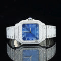 Men's Blue Dial VVS Moissanite Hip Hop Rapper Watch
