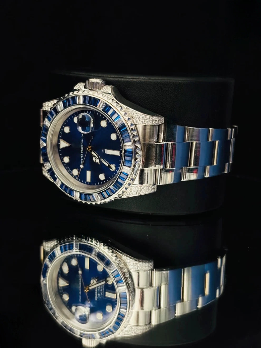 Blue Dial Moissanite Stainless Steel Iced Out Watch