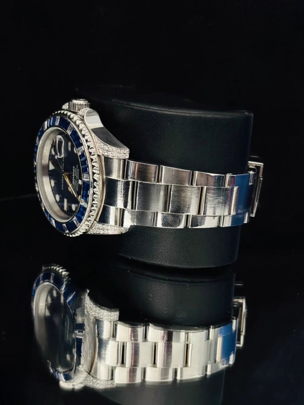 Blue Dial Moissanite Stainless Steel Iced Out Watch