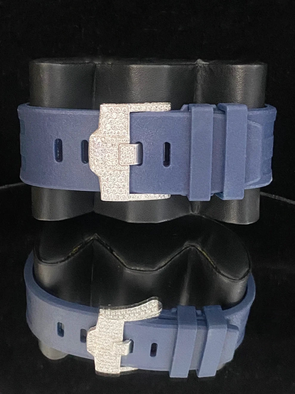 Dark Royal Blue Silicon Rubber Strap Bezel Dial Moissanite Watch