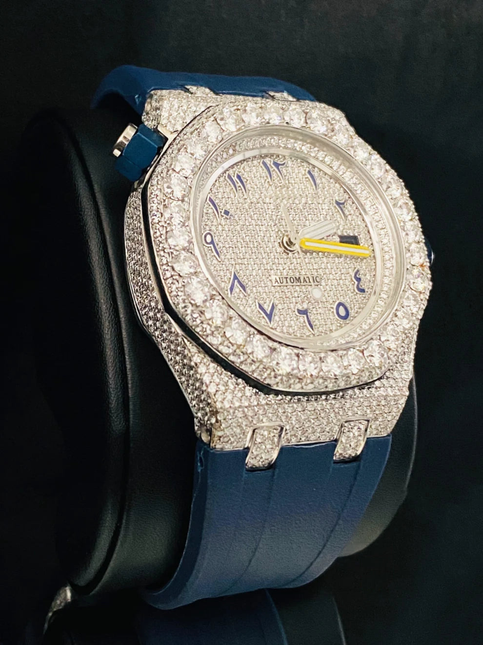 Fully White Face Dial Iced Out Big Bezel Moissanite Watch