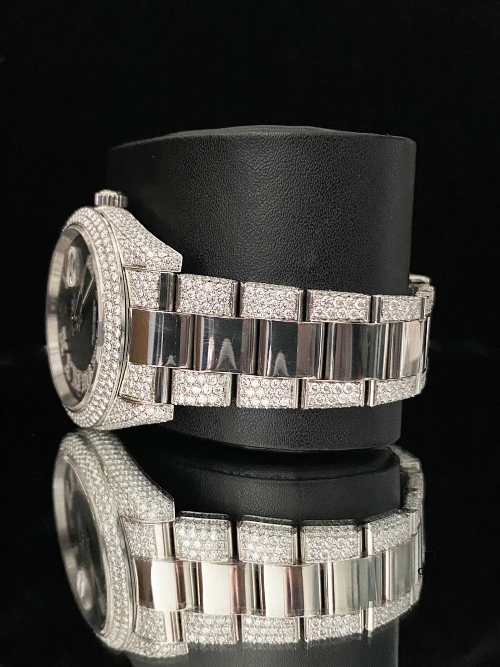 Men Luxury 41MM Gray Gradient Dial Moissanite Watch