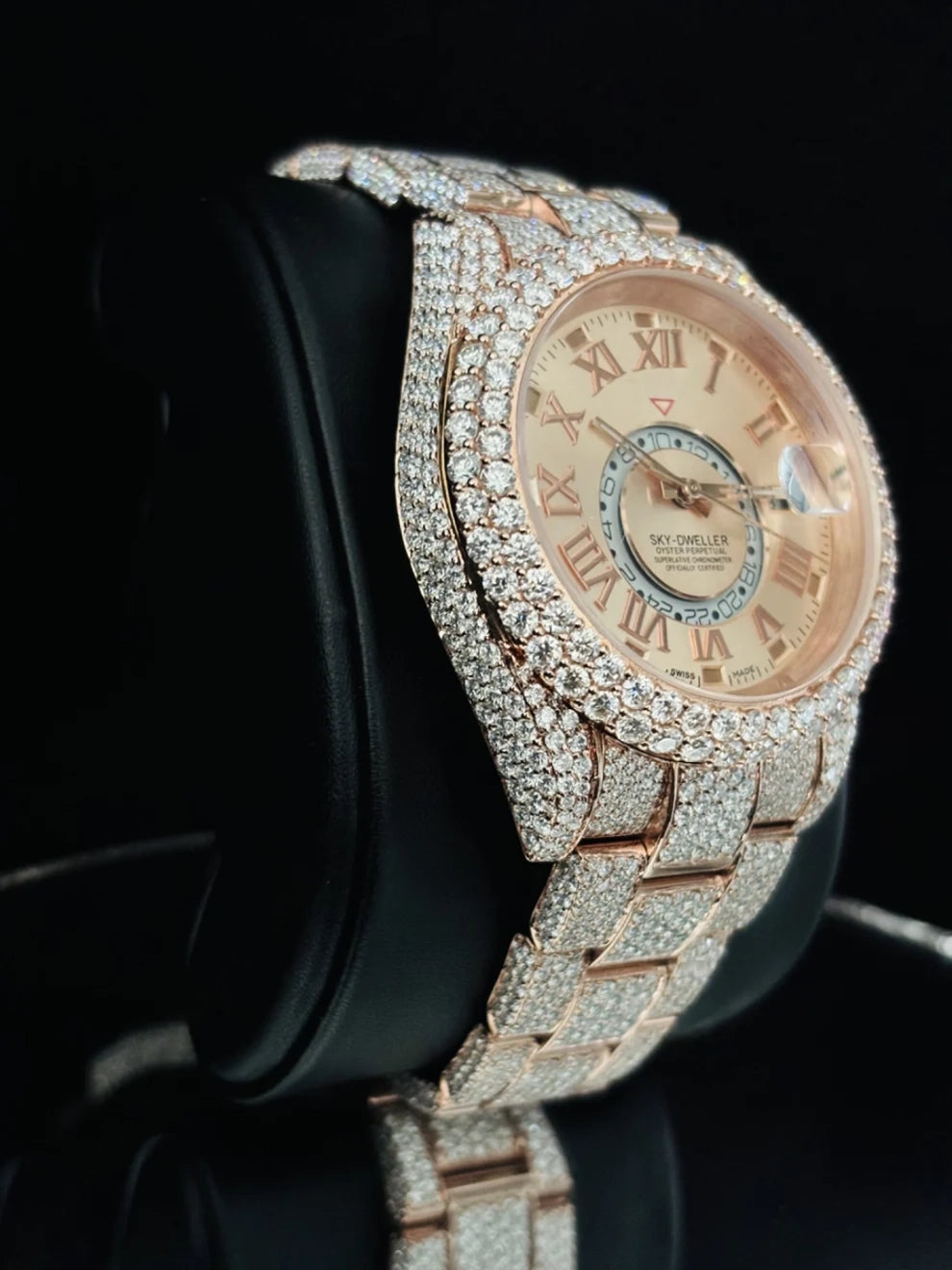 Roman Number Sky Dweller Moissanite Watch For Men's
