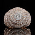 front view of the Rose gold pave diamond dome ring