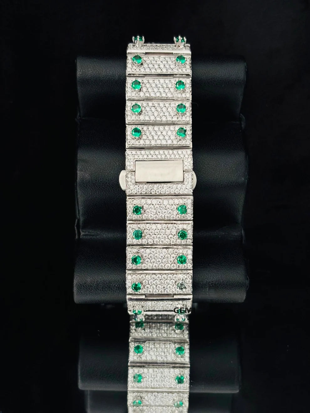 41MM Fully Iced Out White & Green Moissanite Stone Watch