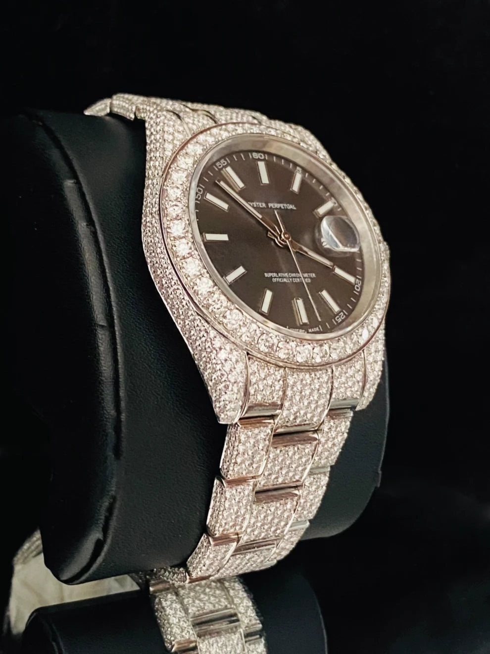 Black Dial Moissanite Fully Ice Out Moissanite Watch