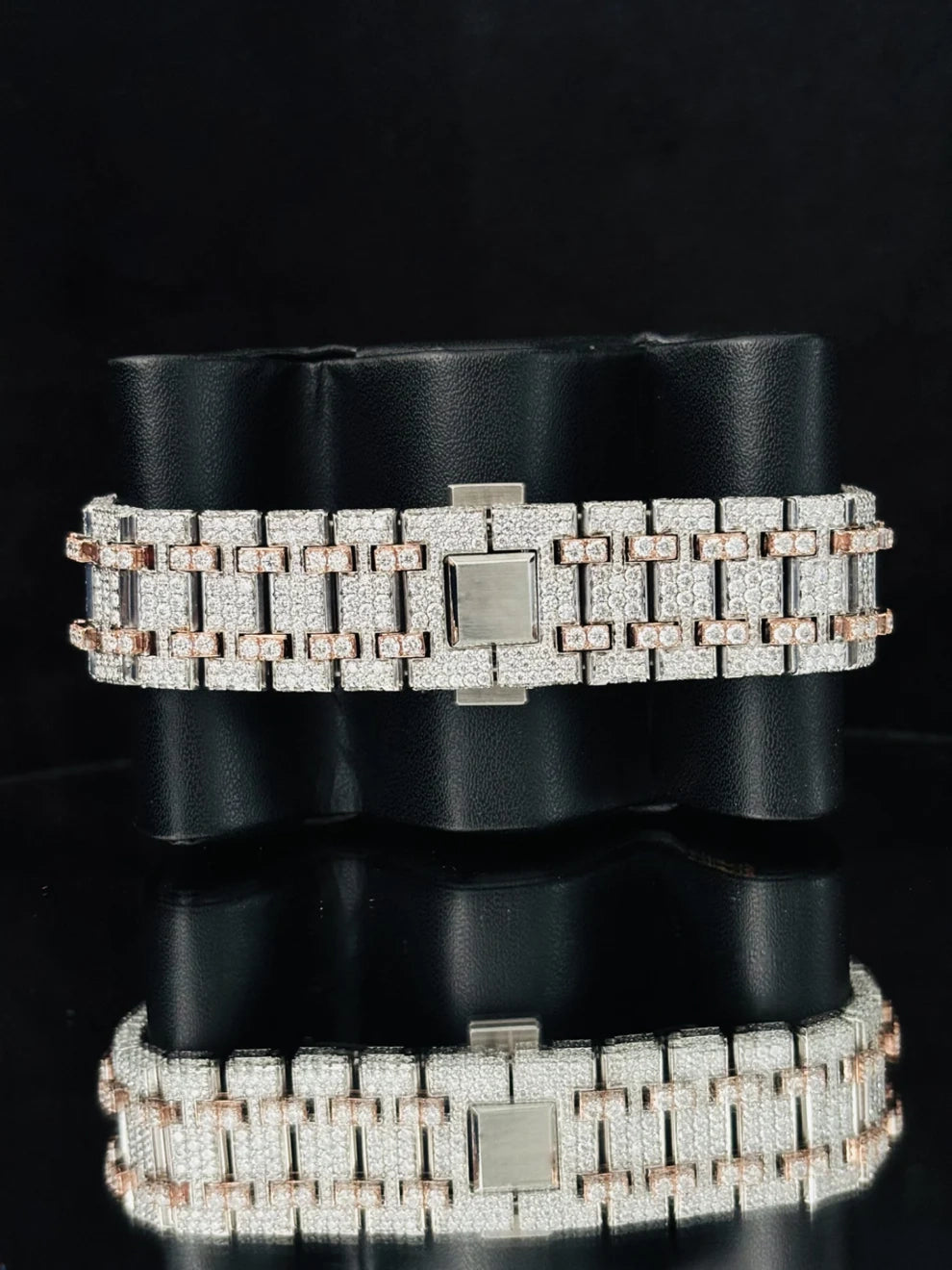 41MM Orange Bar Bust Down Moissanite Automatic Watch