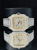 Two Tone Parrot Arabic Number Iced Out Moissanite Watch