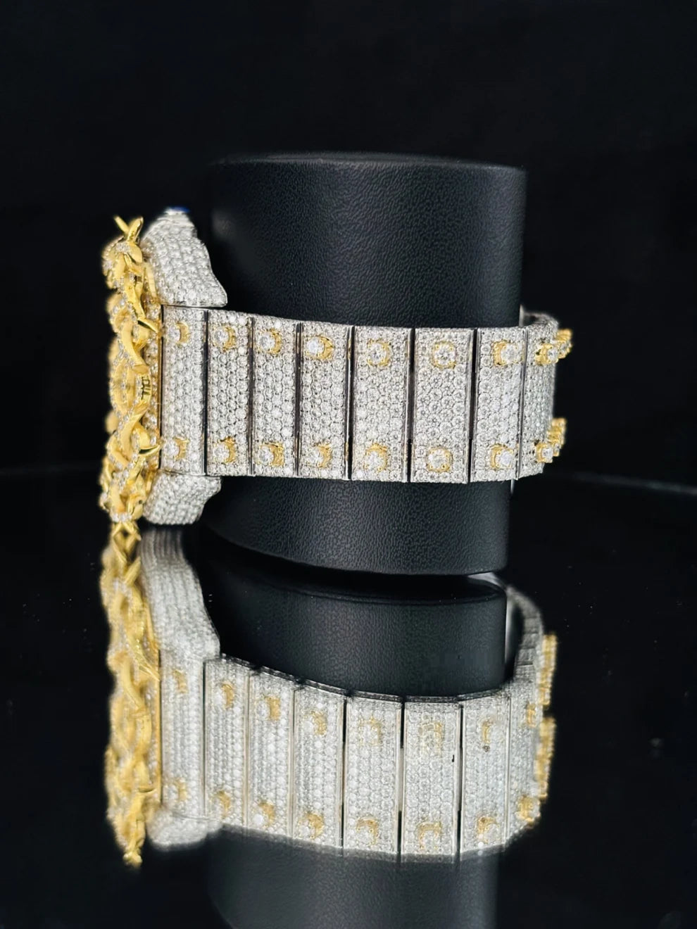 Two Tone Fully Studded Thorn Crown Moissanite Watch