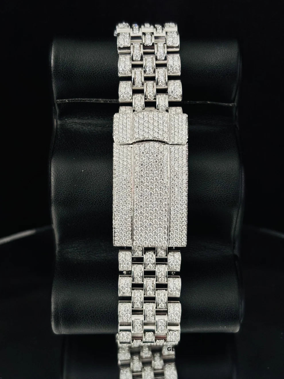 Luxury Men's Stainless Steel Sky Blue Dial Iced Out Watch