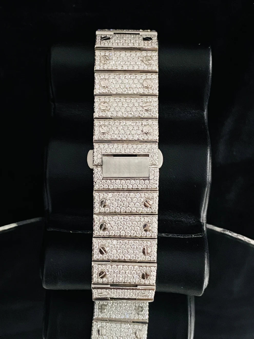 Roman Number Aqua Blue Dial Ice Out Moissanite Watch