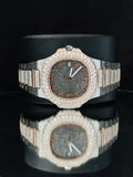 Dual Tone Black & White Diamond Iced Out Moissanite Watch