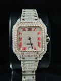Dual Tone fully Studded Roman Number Moissanite Watch
