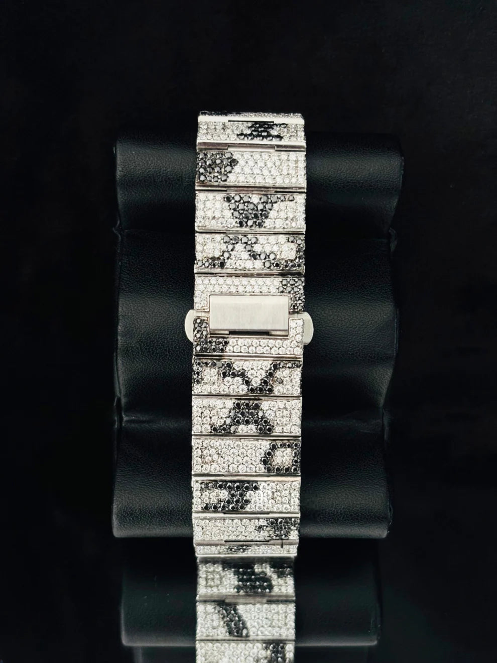 Roman Number Black & White Camo Style Moissanite Watch