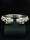 925 Silver Moissanite Iced Double Head Panther Bracelet For Men