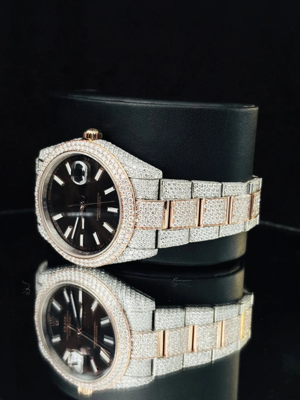 41MM Fully Iced Out Moissanite Chocolate Dial Watch
