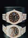 41MM Sky Dweller Chocolate Dial Moissanite Bust Down Watch