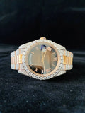 Chocolate Dial Roman Number Diamond Moissanite Watch