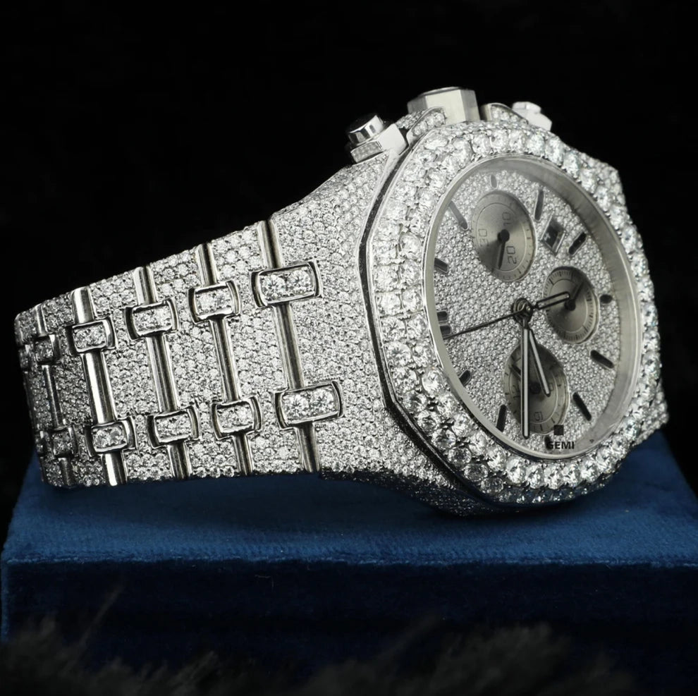 Fully Studded Royal Oak Chronograph Iced Diamond Watch