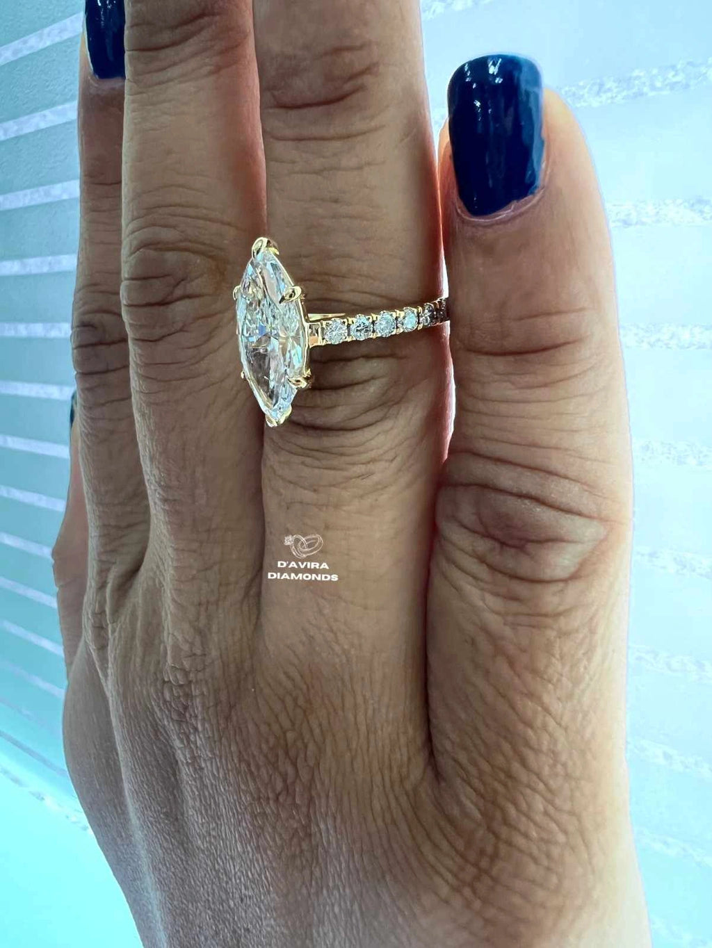 Marquise Cut Pave Set Lab Grown Diamond Ring