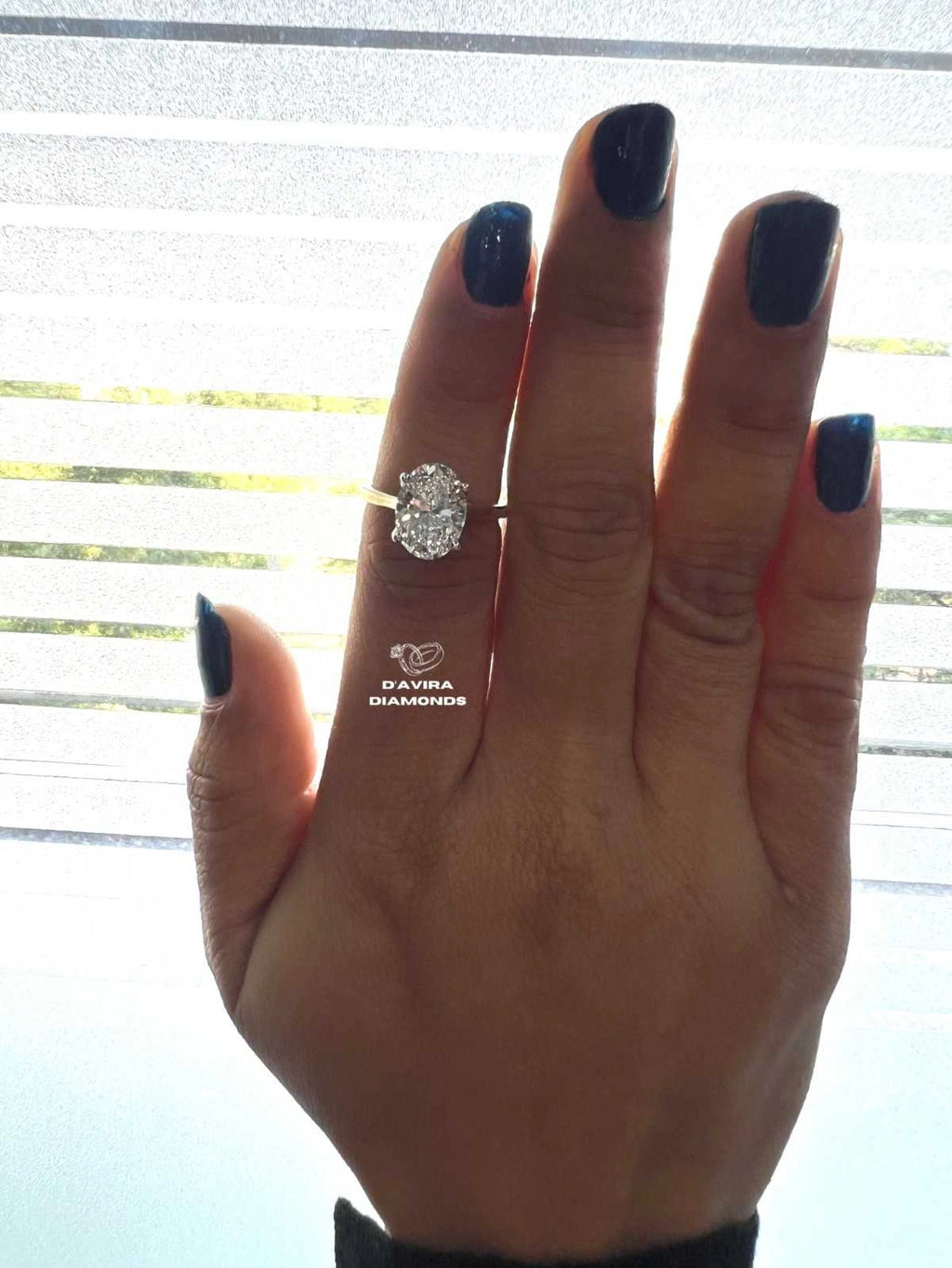 Solitaire Oval Cut Tulip Set Lab Diamond Ring