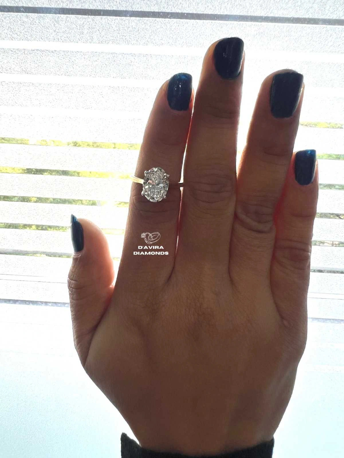 Solitaire Oval Cut Tulip Set Lab Diamond Ring