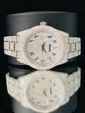 Colorful Number Moissanite Fully Iced Out Studded Watch