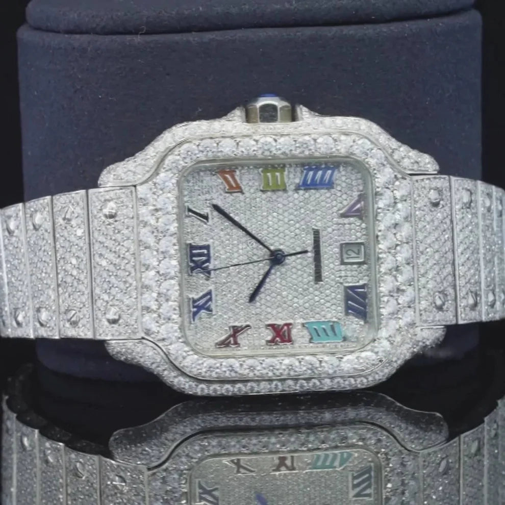 Men's 41MM Roman Numeric Fully Hip Hop Iced Out Watch