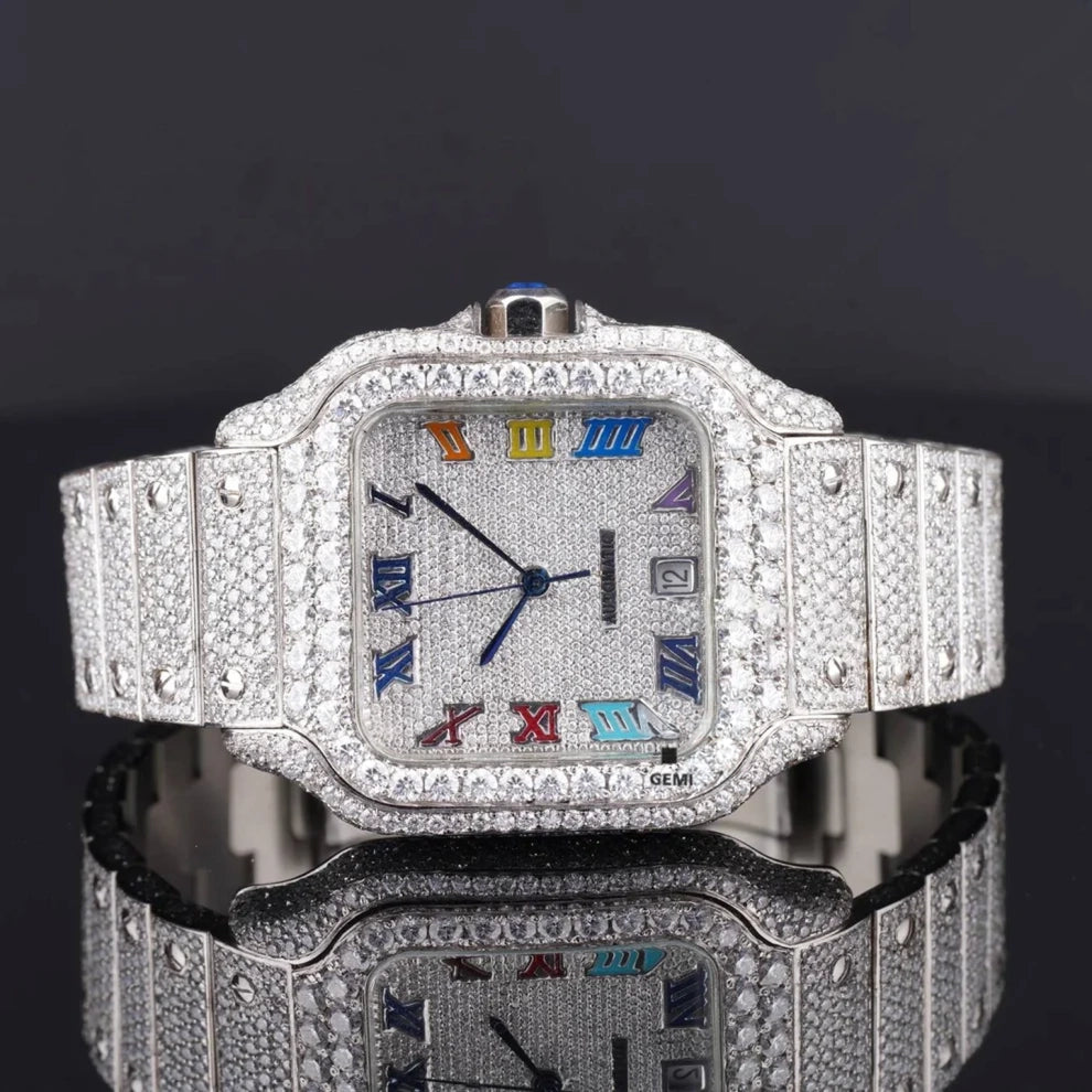 Men's 41MM Roman Numeric Fully Hip Hop Iced Out Watch