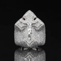 front view of the Diamond-encrusted Jesus crucifix cross ring