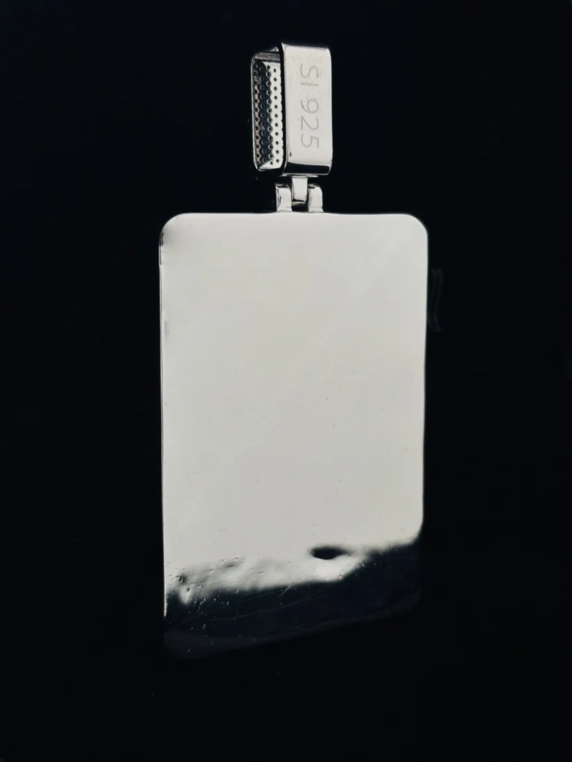 Blank silver rectangle pendant necklace charm stamped 925