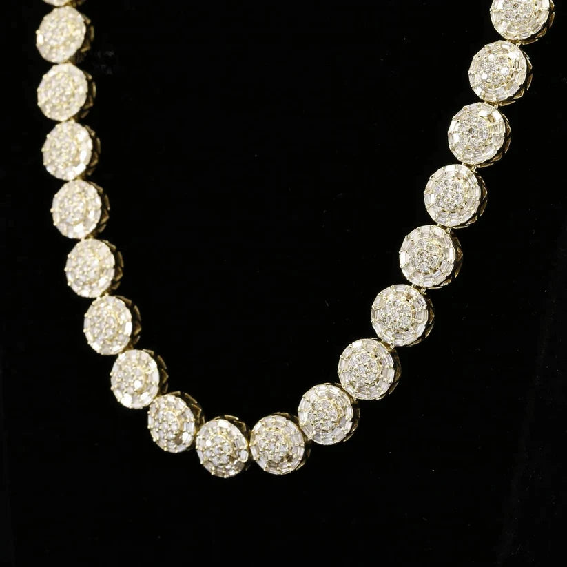 side view of the 14k gold plated iced out diamond link necklace for men