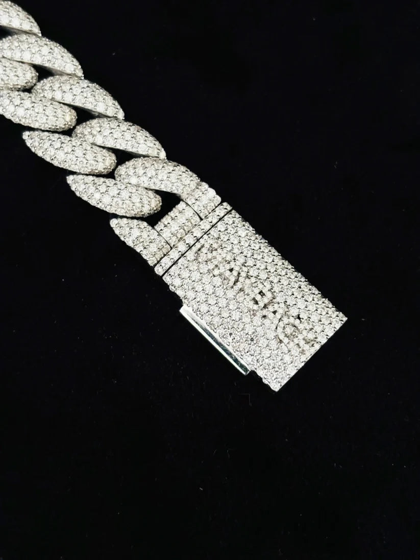 Men's diamond Cuban link chain bracelet with iced out box clasp