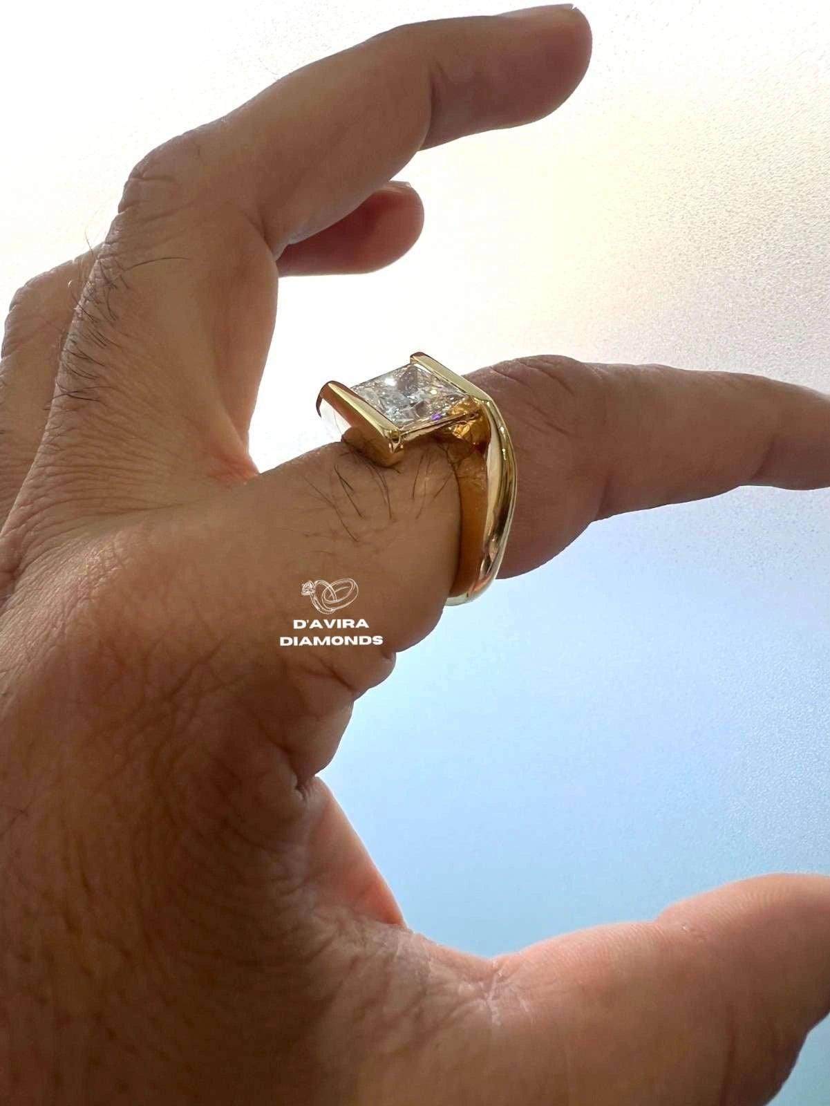 Princess Cut Solitaire Bypass Set Engagement Ring