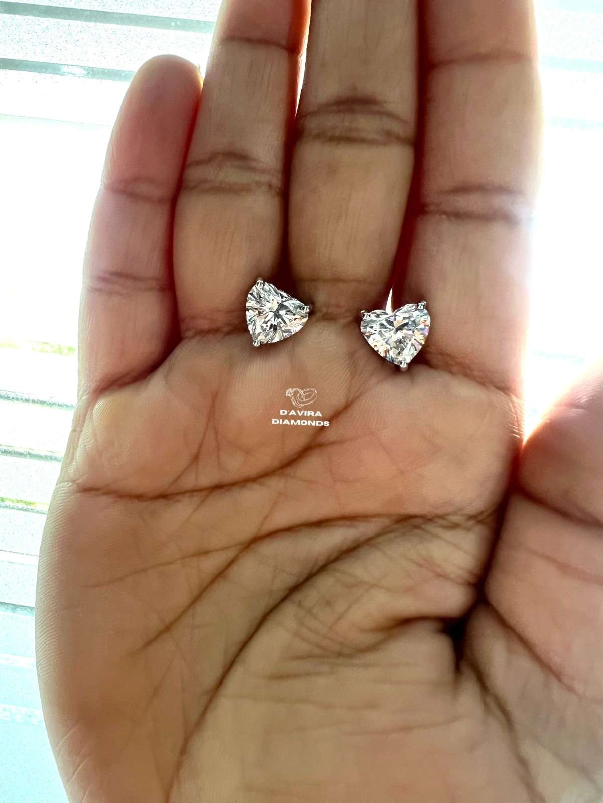 Heart Shaped Lab Diamond Prong Set Stud Earring
