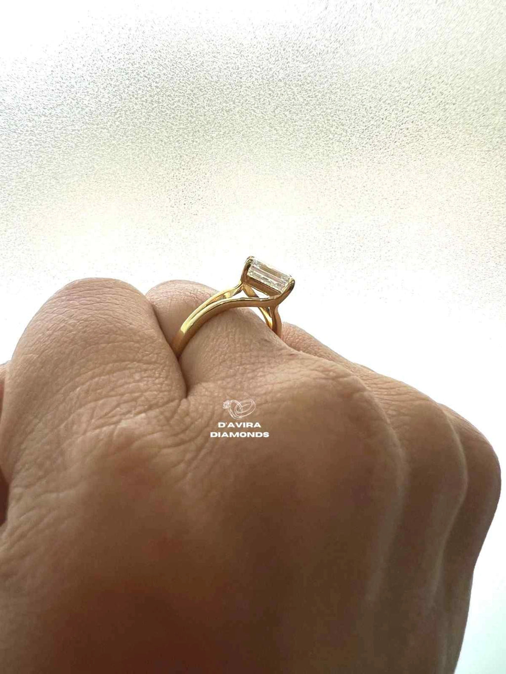 East West Asscher Cut Lab Diamond Engagement Ring