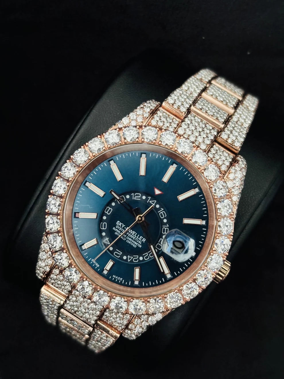 41MM Sky Dweller Big Bezel Stainless Steel Moissanite Watch